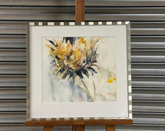 Beautiful Original Colourful Abstract Watercolour Of A Floral Display - Signed by the Artist