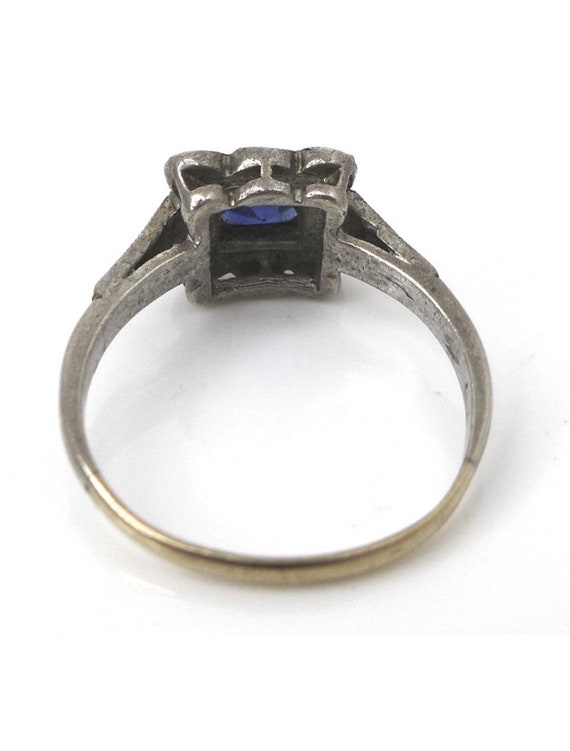Vintage Art Deco Style Sapphire Diamond Paste 9ct… - image 4