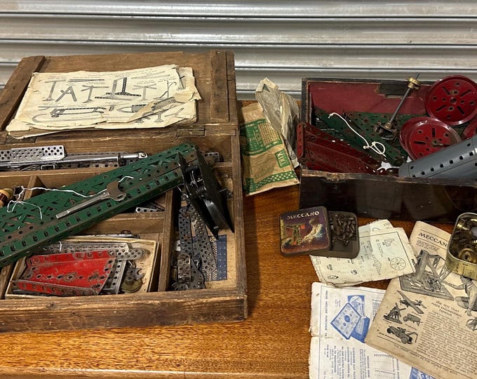 Vintage Meccano Joblot With Instruction Manual