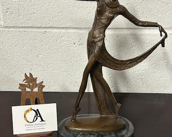 A Lovely Art Deco Bronze Figurine in the Manner of Josef Lorenzl