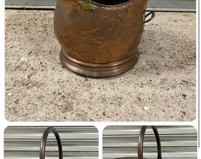 Late 19th Century Antique Copper Coal Scuttle / Bucket