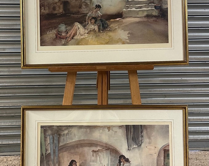Gorgeous Pair Of Large Framed & Glazed Sir William Russell Flint Prints