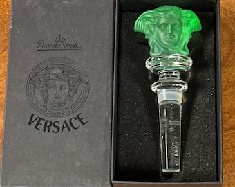 Rosenthal Versace Medusa Lumière Crystal Wine Bottle Stopper – Emerald Green