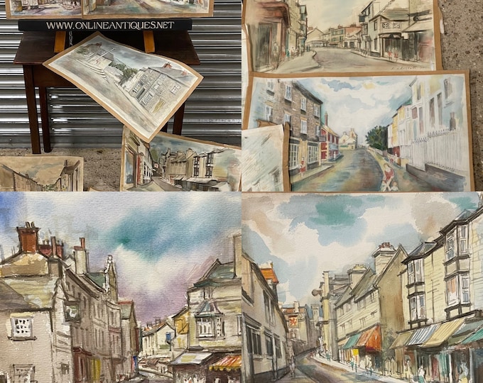 Selection Of 10 Original 1970’s Watercolours By R Russell Looks To Be The Lake District Area, Possibly Hawkshead