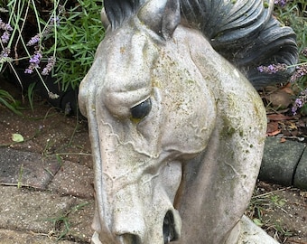 Garden Horse Head Sculpture / Statue Composition Stone - Very Heavy