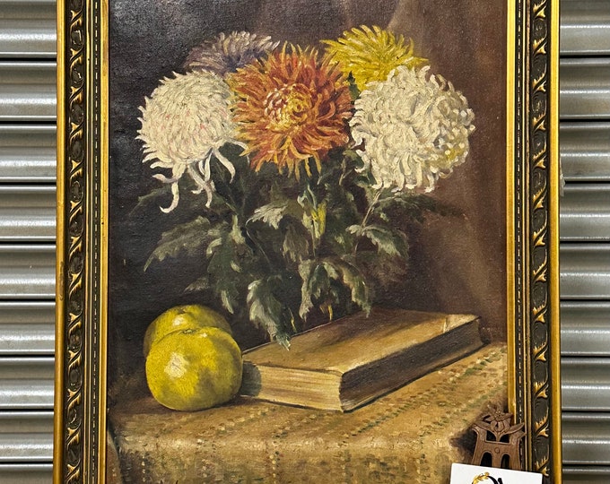 Beautiful Still Life Oil Painting Indistinctly Signed & Dated 1946