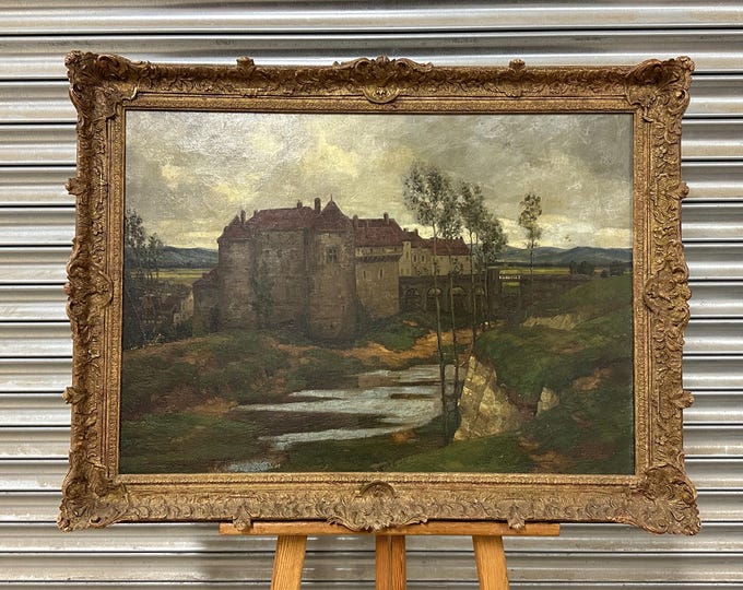 Antique Oil Painting by Frederick Marriott (1860-1941) The Chateau at Dieppe