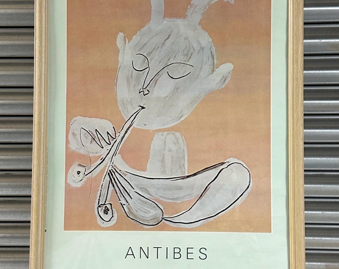 Vintage 1982 Exhibition Poster Pablo Picasso White Faun Playing The Double Flute
