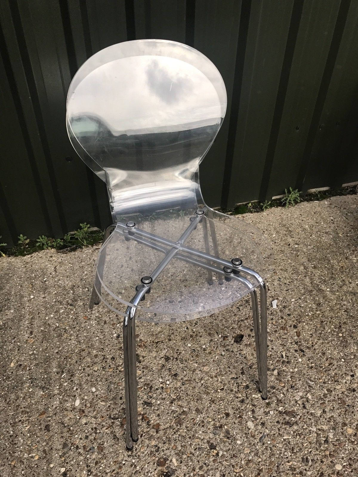 Pair Of Retro Designer Perspex Clear Plastic Chairs