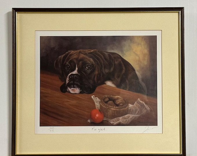 Limited Edition Boxer Dog Print – “Pie Eyed” by John Trickett 542/850 Signed