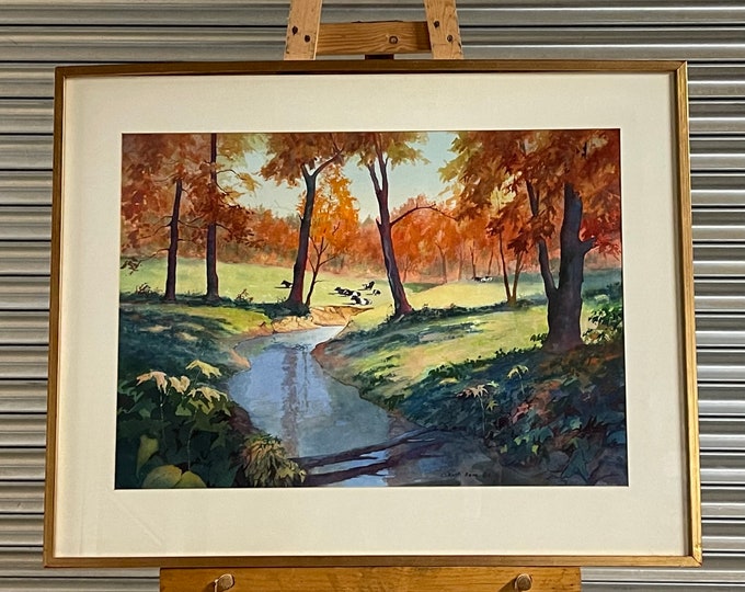 Beautiful Original Watercolour Woodland Stream Scene by Keith Rose  (1920-2007)