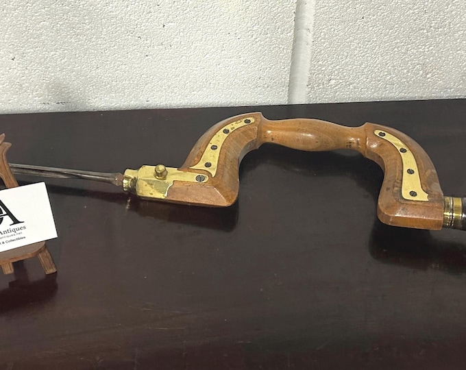 Antique Wood Brass Bit Brace Brass Trim Woodworking Tool Drill
