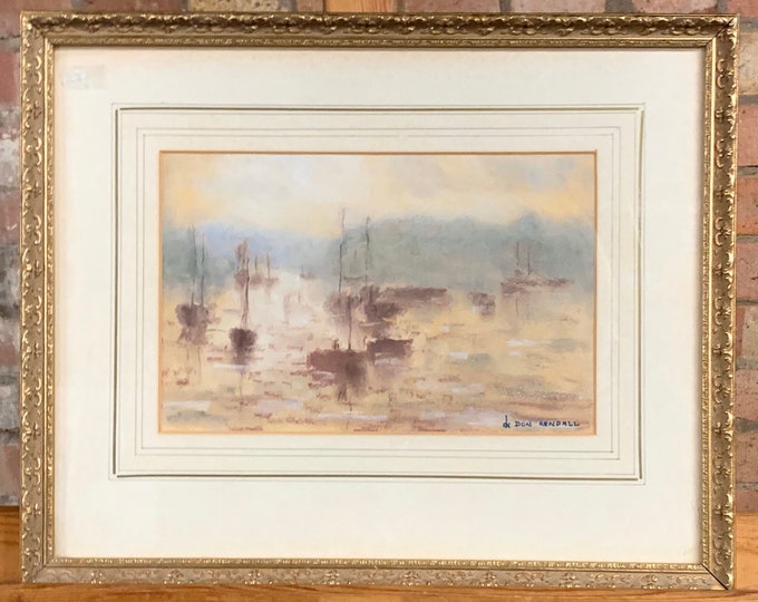 Wonderful Original Pastel Seascape Artwork Of Boats At Sea By Don Kendall