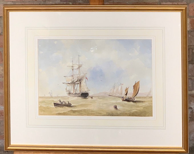 Superb 19th Century Watercolour Seascape By W H Chambers
