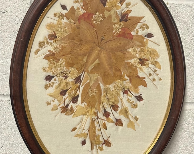 Vintage Oval Framed Pressed Flower Display Art By Susan P Ganney - Perfect decor for any room of your home or would make a lovely gift