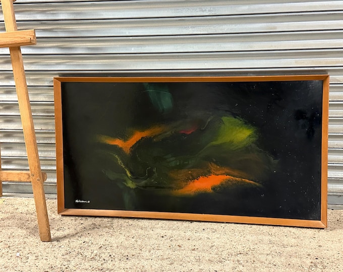 Striking Original Mid Century Abstract Acrylic Painting – Signed by Artist, Neighbour, in 1967