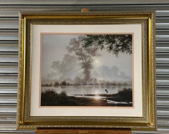 Stunning Gilt Framed Print By Gerald Coulson, ‘Silent Sentinel’ Depicts A Heron