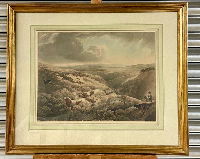 Antique Print Titled Moor Shooting. A Coloured Art Engraving By Lewis and Nichols After Philip Reinagle