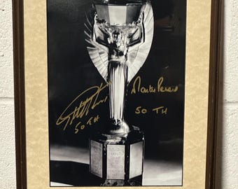 Signed 1966 World Cup Trophy Photo – Geoff Hurst & Martin Peters Autographs - This Year is the 60th Anniversary