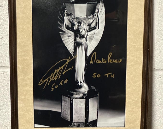 Signed 1966 World Cup Trophy Photo – Geoff Hurst & Martin Peters Autographs - This Year is the 60th Anniversary