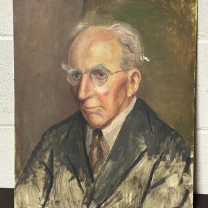 Original Vintage Oil On Board Portrait Of A Gentleman / Professor
