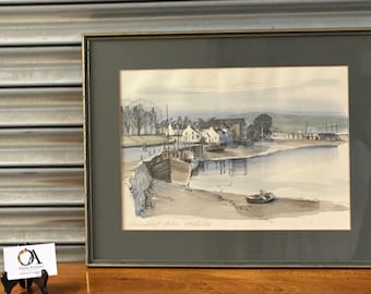 Original Ink & Watercolour – Kirkcudbright Harbour, Scotland By Dorothy Bruce