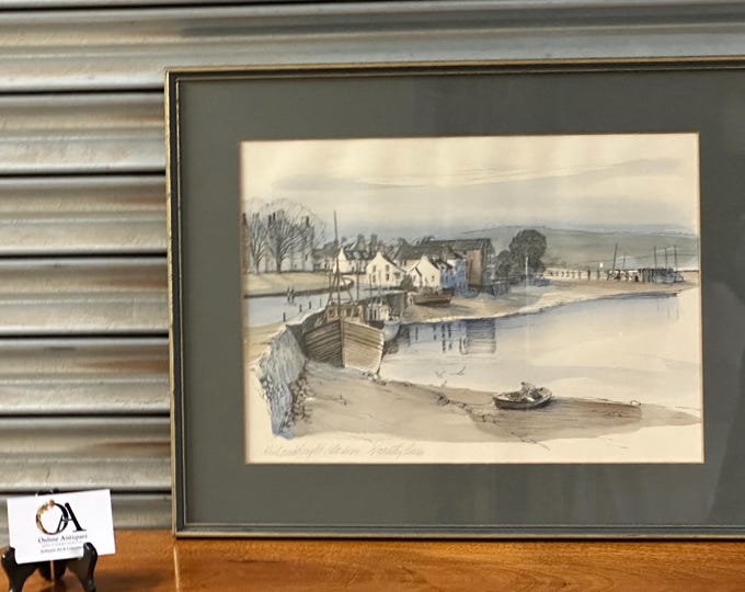 Original Ink & Watercolour – Kirkcudbright Harbour, Scotland By Dorothy Bruce