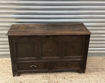 Antique Oak Coffer / Mule Chest with Drawers – Georgian - Antique Storage