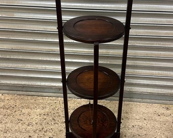 Antique Early 20th Century English Wooden 3-Tier Folding Cake Stand c.1900–1920