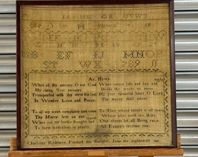 An Antique 19th Century Sampler Worked by Charlotte Robinson June 18th, 1803