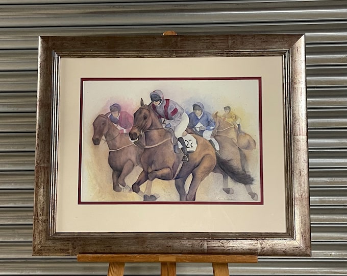 Beautiful Original Contemporary Horse Racing Watercolour by Erin Richardson