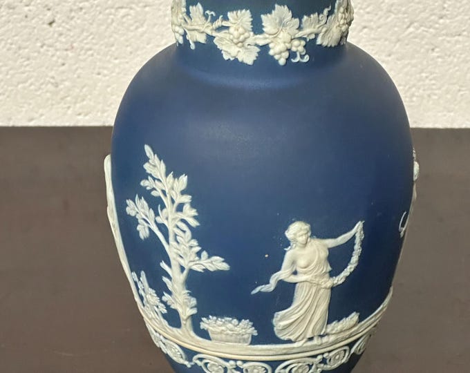 Antique Adam’s Of Tunstall Jasperware Vase with Neoclassical Sprigged Decoration