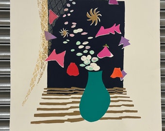 Beautiful Screenprint By Artist Rita Burns Titled The Green Vase. This is a limited edition of 17
