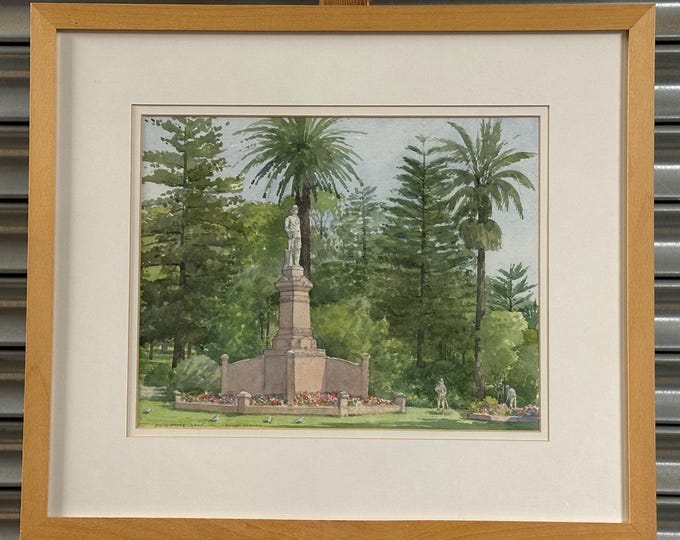 Original Watercolour By David Payne RWS Titled Anzac Memorial Bondi Sydney