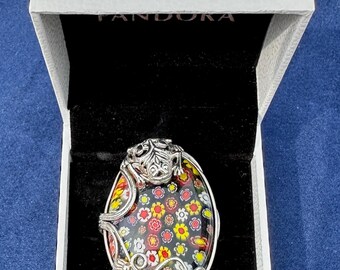 Sterling Silver Millefiori Frog Ring, Italian glass, 925, Large