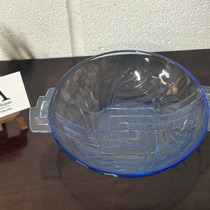 Gorgeous Czechoslovakian Carl Stölzle & Sohne Art Deco 1930’s Blue Glass Bowl