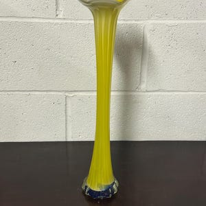 Gorgeous Tall Yellow Mid Century Hand Blown Glass Vase