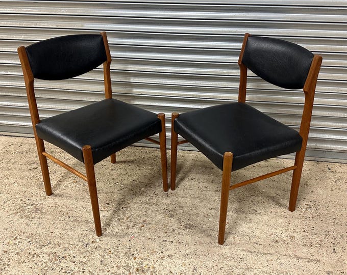 Pair Of Vintage Mid Century Scandinavian Style Teak Dining Chairs