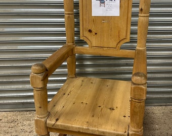 Large Vintage Pine Arm Chair From The Studio Of Cornish Artist Sven Berlin