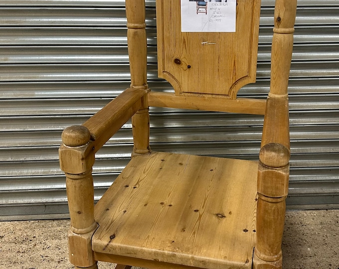 Large Vintage Pine Arm Chair From The Studio Of Cornish Artist Sven Berlin