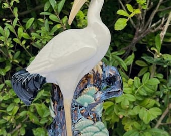 Beautiful Vintage Ceramic Chinese Crane Bird Vase Figurine