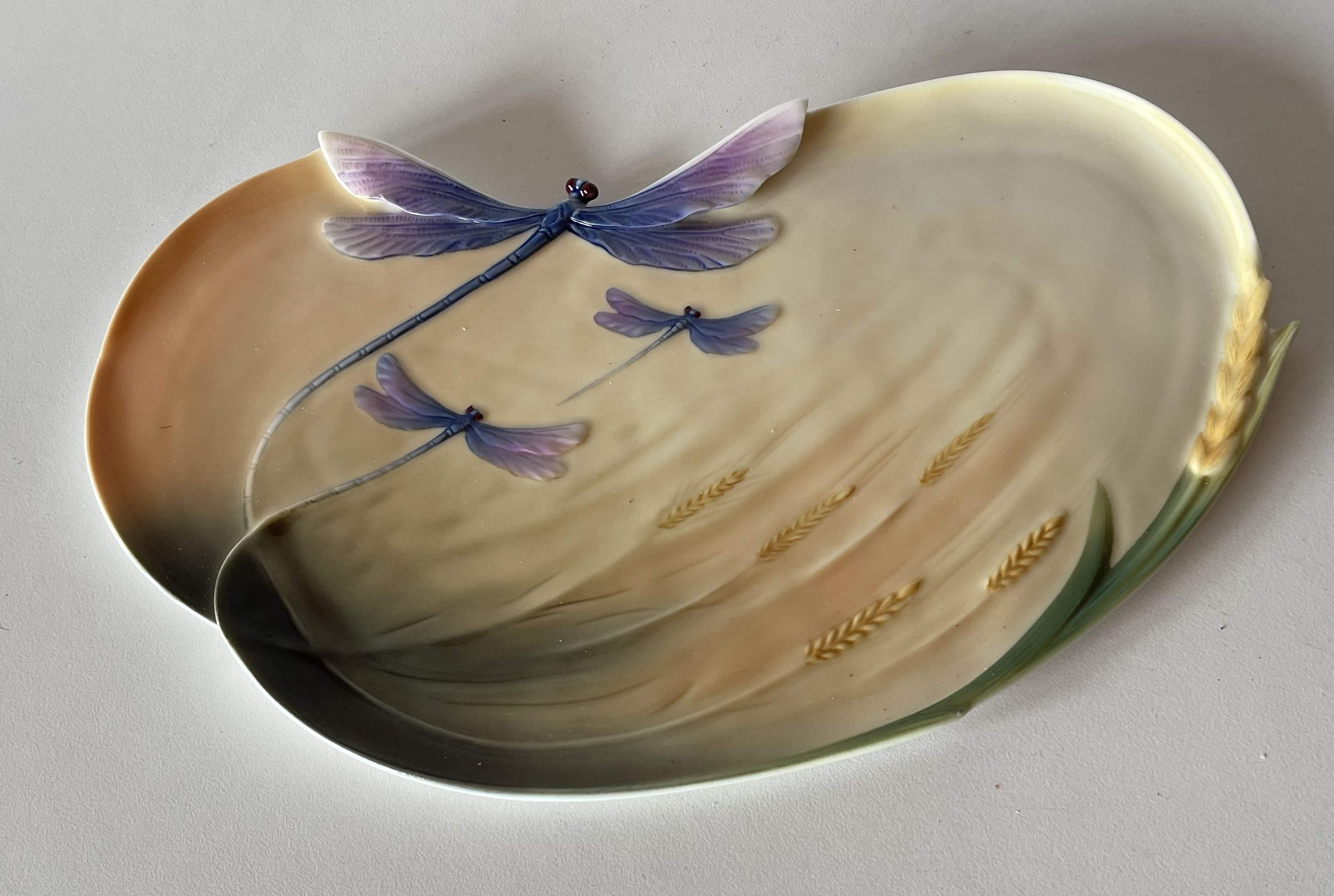 Franz Porcelain Dragonfly Sculptured Plate FZ00051