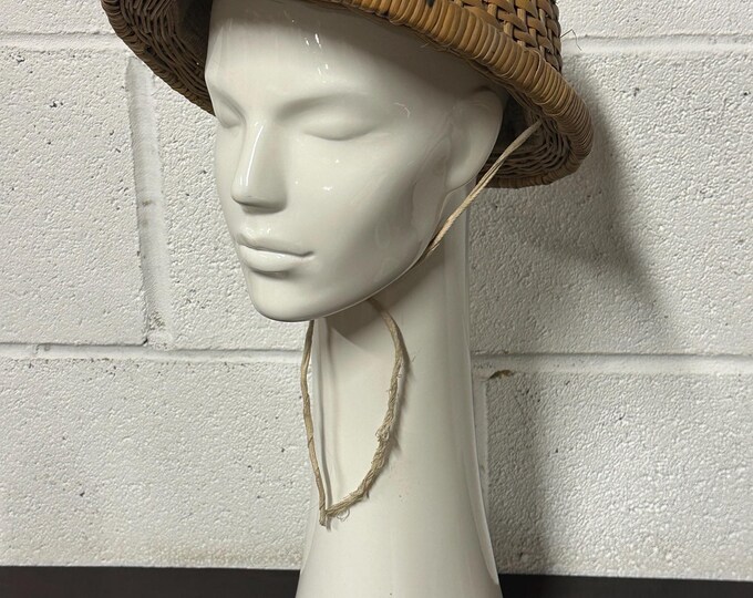 Vintage Wicker Polo Hat - Antique Hat