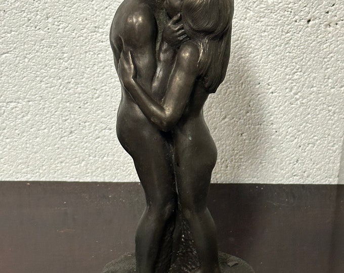 Vintage Composite Bronzed Figurine Sculpture Titled The Embrace