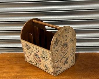 Vintage Mid-Century c1960’s Magazine Rack with Floral Tapestry Panels - Stylish mid-century