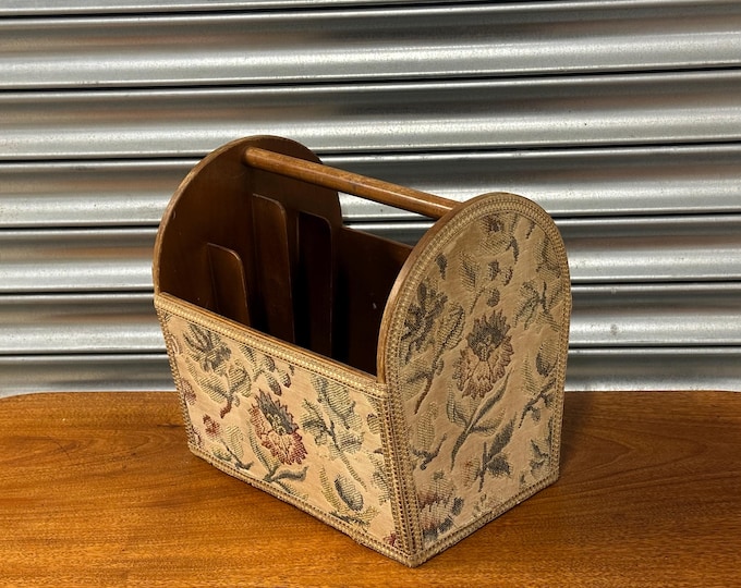 Vintage Mid-Century c1960’s Magazine Rack with Floral Tapestry Panels - Stylish mid-century