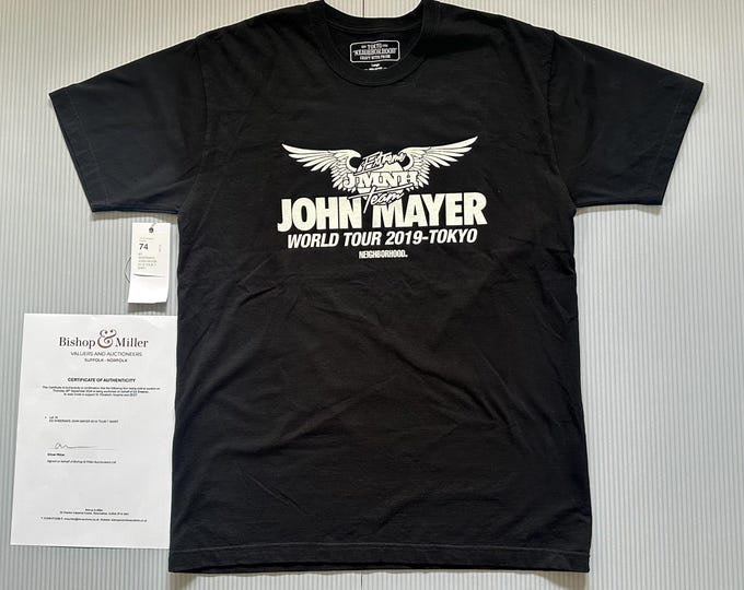 Ed Sheeran’s Owned John Mayer Tokyo 2019 T Shirt Directly From Ed Sheeran Himself which Raised Money for a Charity