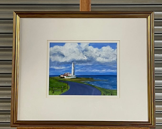 Beautiful Original Art Of A Lighthouse Landscape By Welsh Artist, Pauline Price.