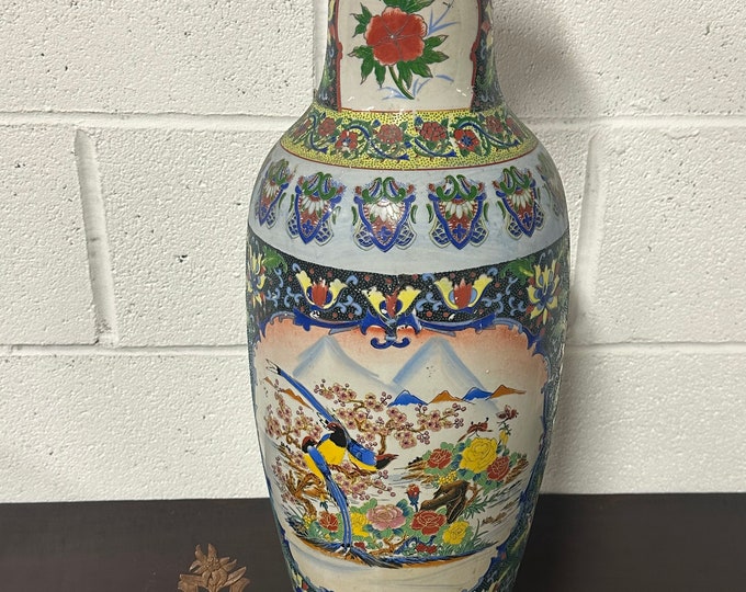 Large Antique Chinese Hand Painted Decorative Floor Vase