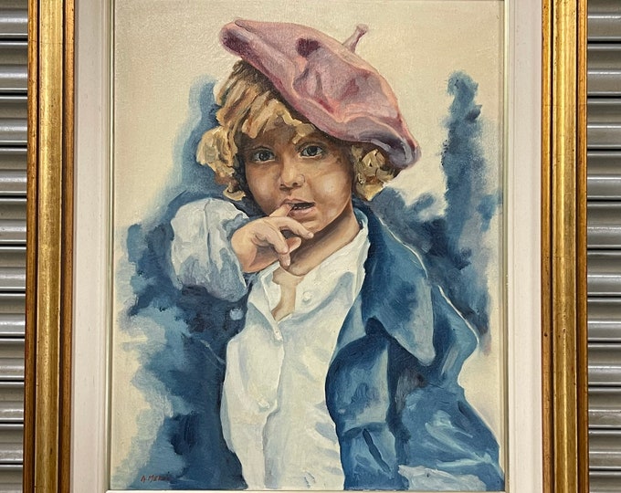 Gorgeous Original Oil Painting of a Young Child Signed A Medici